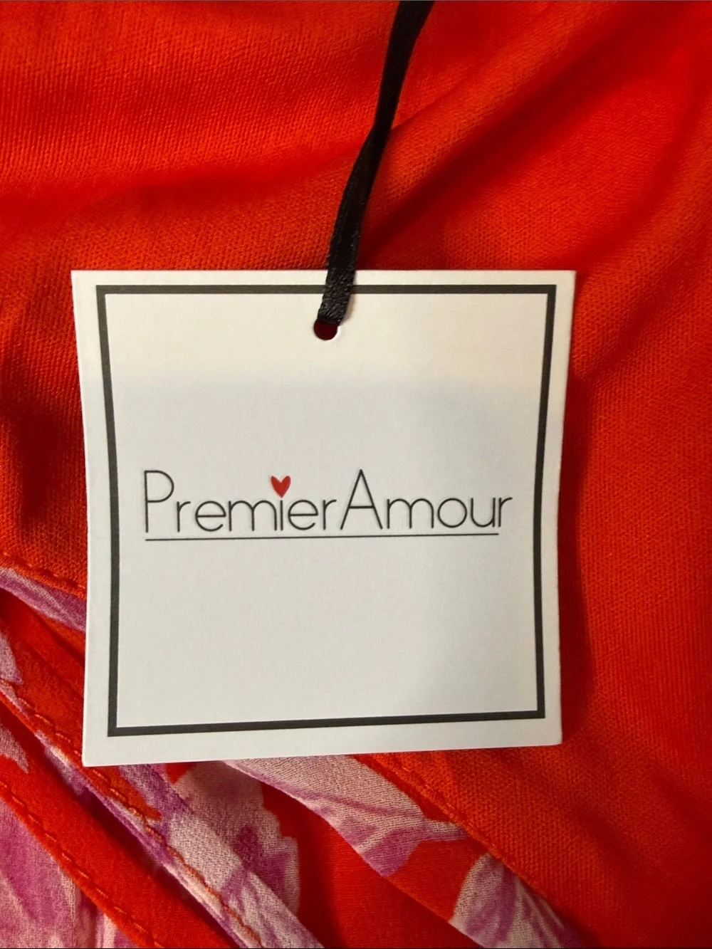 Premier Amour Bright Orange and Pink Floral Pattern Sundress